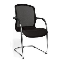 Topstar OPEN CHAIR - le siège visiteur design, fauteuil à piétement luge et dossier résille, lot de 2, noir