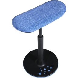 Topstar Tabouret SITNESS H, modèle H2, avec assise type skateboard, habillage bleu à motifs, semelle bleue