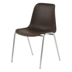 Chaise coque en plastique EUROPA, sans rembourrage, coque marron, lot de 4