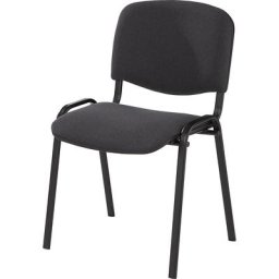 Siège visiteur empilable, dossier rembourré, piétement noir, habillage anthracite, lot de 2