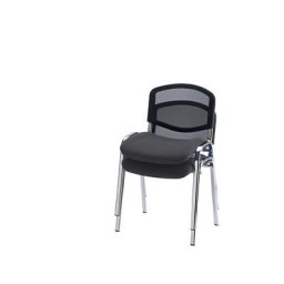 Siège visiteur empilable, dossier résille, piétement chromé, habillage anthracite, lot de 2