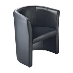 Fauteuil club, habillage cuir/similicuir, noir