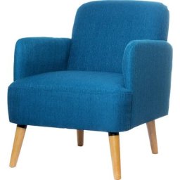 Fauteuil BROOKS, pieds en bois massif, bleu