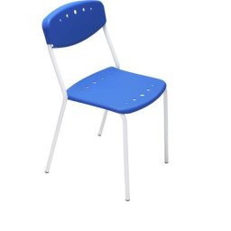 Chaise empilable PENNY, lot de 4, piétement blanc, bleu