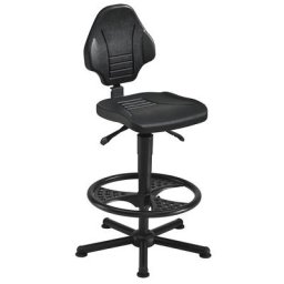 meychair Siège d'atelier pour poids élevés, charge max. 160 kg, avec patins et repose-pieds circulaire, hauteur réglable de 590 à 840 mm
