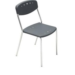 Chaise empilable PENNY, lot de 4, piétement chromé, gris foncé