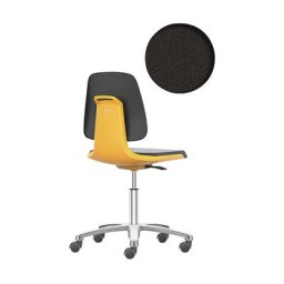 bimos Siège d'atelier LABSIT, piétement cinq branches avec roulettes, assise à habillage tissu, orange