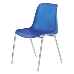 Chaise coque en plastique EUROPA, sans rembourrage, coque bleu brillant, lot de 4