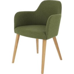 Fauteuil en loden FLAMINIA, pieds en chêne massif, vert