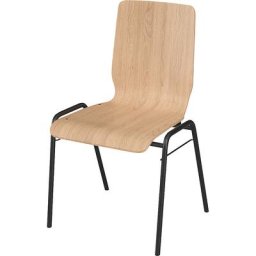 Chaise à coque en bois NUKI, piétement peint, lot de 4, hêtre naturel