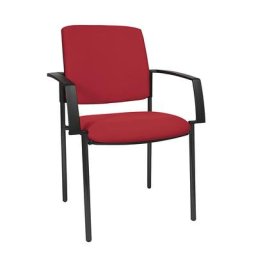 Topstar Chaise rembourrée empilable, piétement quatre pieds, lot de 2, piétement noir, rembourrage rouge