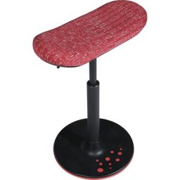 Topstar Tabouret SITNESS H, modèle H2, avec assise type skateboard, habillage rouge à motifs, semelle rouge