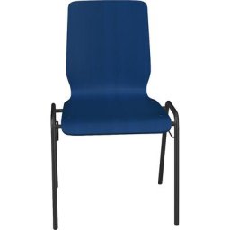 Chaise à coque en bois NUKI, piétement peint, lot de 4, bois bleu gentiane