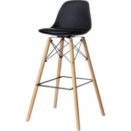 Tabouret de bar STEELWOOD, avec coussin, lot de 2, noir