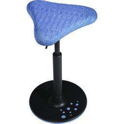Topstar Tabouret SITNESS H, modèle H1, avec assise triangulaire, habillage bleu à motifs, semelle bleue