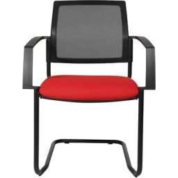 Topstar Chaise empilable à dossier résille, chaise à piétement luge, lot de 2, assise rouge, piétement noir