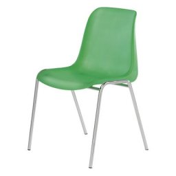 Chaise coque en plastique EUROPA, sans rembourrage, coque vert brillant, lot de 2