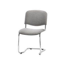 Chaise empilable à piétement luge, dossier rembourré, piétement chromé, habillage gris, lot de 2
