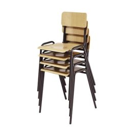 eurokraft basic Chaise empilable en contreplaqué de hêtre, lot de 4, piétement brun gris