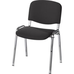 Siège visiteur empilable, dossier rembourré, piétement chromé, habillage anthracite, lot de 2