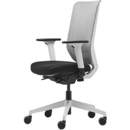 TrendOffice Siège de bureau TO-SYNC PRO, avec accoudoirs et roulettes, blanc / gris / noir