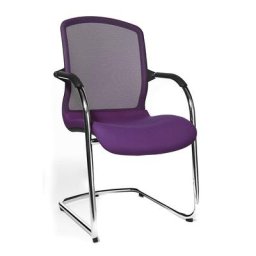 Topstar OPEN CHAIR - le siège visiteur design, fauteuil à piétement luge et dossier résille, lot de 2, violet