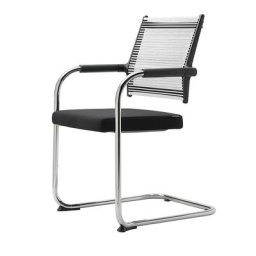 Dauphin Chaise à piétement luge LORDO, avec accoudoirs, cuir noir