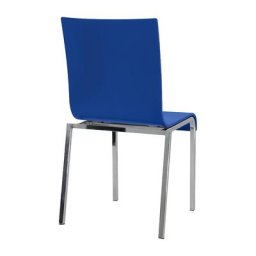 Chaise à coque en bois CUBIC, h x l x p 860 x 450 x 520 mm, lot de 4, coque bleue