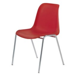 Chaise coque en plastique EUROPA, sans rembourrage, coque rouge brillant, lot de 2