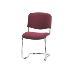 Chaise empilable à piétement luge, dossier rembourré, piétement chromé, habillage bordeaux, lot de 2