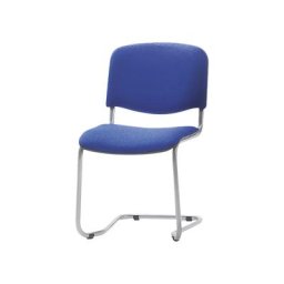 Chaise empilable à piétement luge, dossier rembourré, piétement coloris aluminium, habillage bleu roi, lot de 2