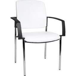 Topstar Sièges visiteurs avec accoudoirs, lot de 2, habillage similicuir, blanc