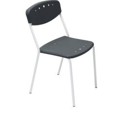 Chaise empilable PENNY, lot de 4, piétement blanc, gris foncé