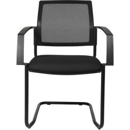 Topstar Chaise empilable à dossier résille, chaise à piétement luge, lot de 2, assise noire, piétement noir