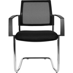 Topstar Chaise empilable à dossier résille, chaise à piétement luge, lot de 2, assise noire, piétement chromé