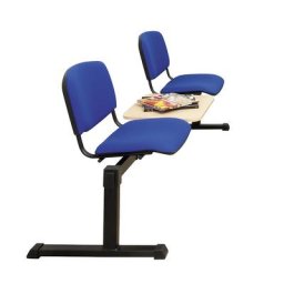Sièges sur poutre, avec table, 1 table, 2 sièges, habillage bleu
