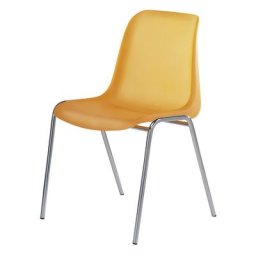 Chaise coque en plastique EUROPA, sans rembourrage, coque orange vif, lot de 2
