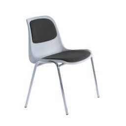 Chaise coque rembourrée, coque grise, tissu anthracite