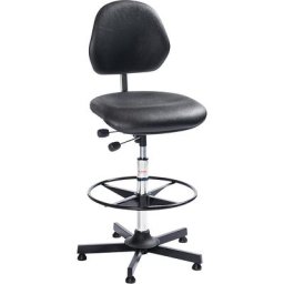 Siège d'atelier AKTIV, avec patins et repose-pieds circulaire, piétement cinq branches en acier, repose-pieds circulaire laqué