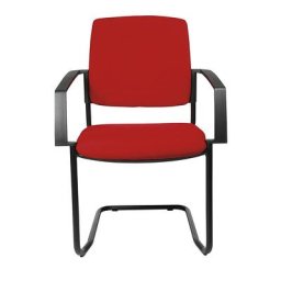 Topstar Chaise rembourrée empilable, chaise à piétement luge, lot de 2, piétement noir, rembourrage rouge