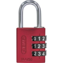 ABUS Serrure à combinaison, aluminium, 144/30 Lock Tag, lot de 6, rouge