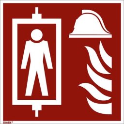 Panneaux de prévention des incendies, ascenseur pompier, lot de 10, plastique, 200 x 200 mm