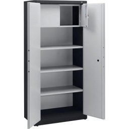 C+P Armoire métallique, ignifuge selon la norme DIN 4102, h x l x p 1950 x 930 x 500 mm, gris noir / gris clair, avec casier verrouillable
