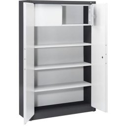 C+P Armoire métallique, ignifuge selon la norme DIN 4102, h x l x p 1950 x 1200 x 500 mm, gris noir / gris clair, avec casier verrouillable