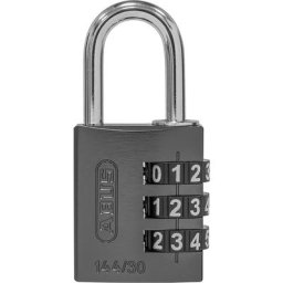 ABUS Serrure à combinaison, aluminium, 144/30 Lock Tag, lot de 6, noir