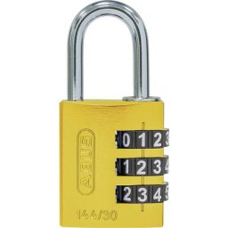 ABUS Serrure à combinaison, aluminium, 144/30 Lock Tag, lot de 6, jaune