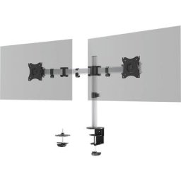 DURABLE Support pour écran SELECT, pour 2 écrans, argent