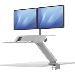 Fellowes Poste de travail assis-debout Lotus™ RT pour 2 écrans, h x l x p 222 x 902 x 603 mm, blanc