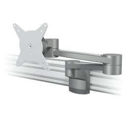 Dataflex Bras porte-écran VIEWLITE, pour système de rails, deux potences, argent / blanc