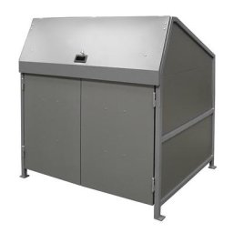 eurokraft pro Abri pour poubelles, fermé des 4 côtés, avec portes, coloris cadre gris